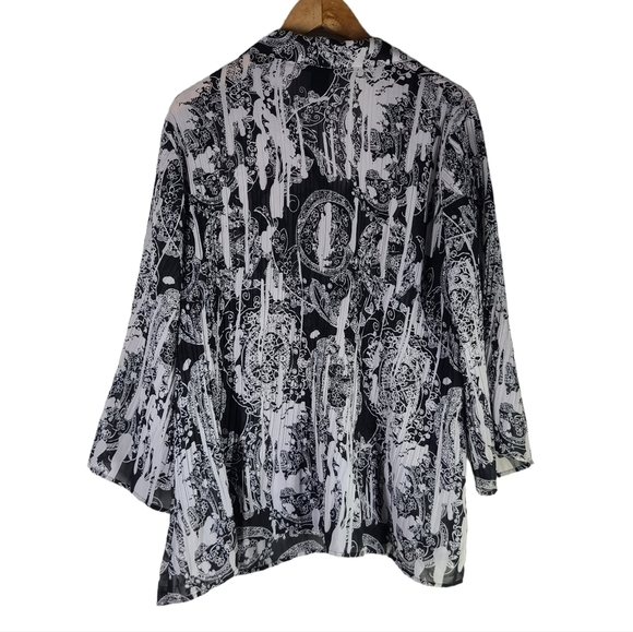 Lane Bryant‎ Sz 22/24 Black White Pleated Accordion Stretch Chiffon Blouse Top - Picture 3 of 3